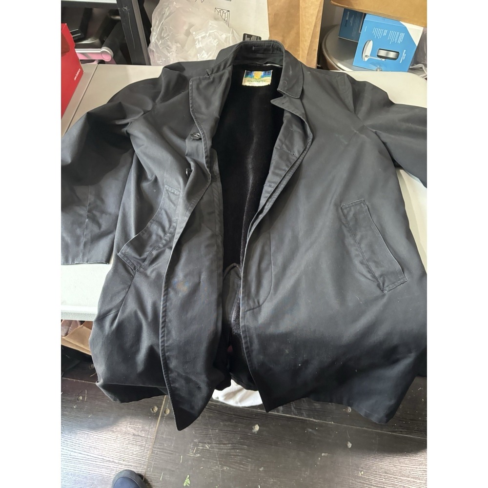 Gleneagles Black Trench Coat, Men's 42 L Callapaca With Lining Vtg